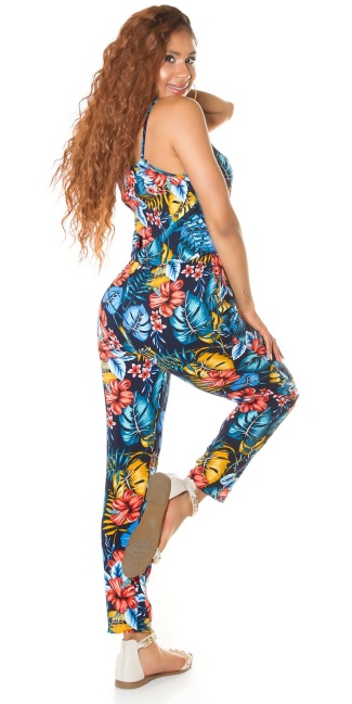 Summer Jumpsuit with tropical print Navy